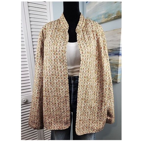 Alfred Dunner Jacket – Reversible Cotton Open Front Patchwork Blazer XL Vintage - Picture 2 of 8